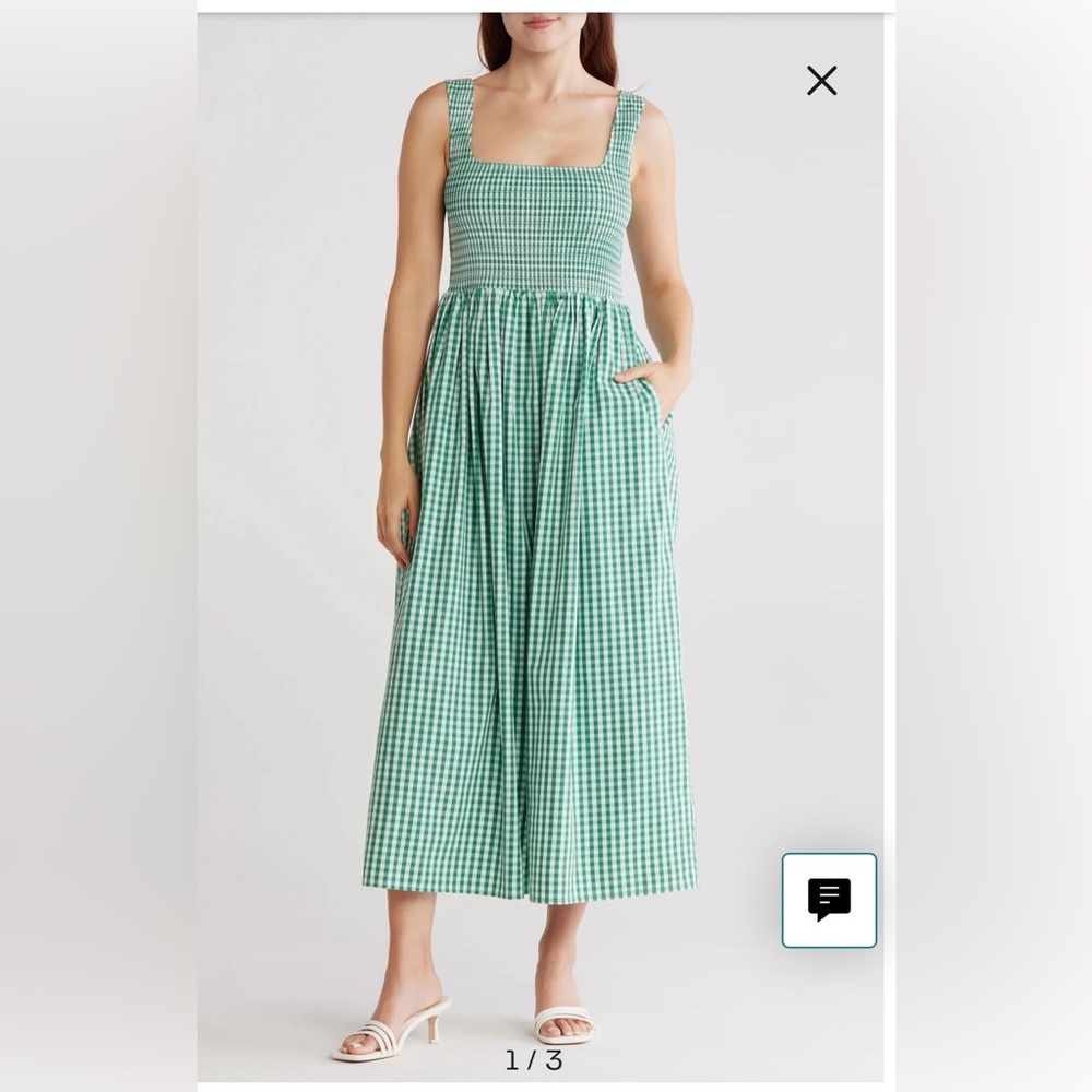 Wayf Green Gingham Maxi Dress